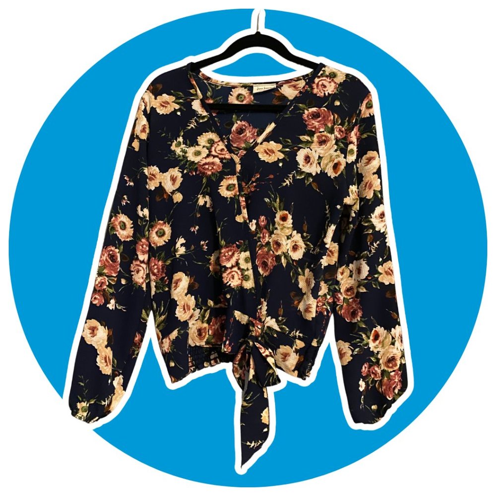 Navy and Floral Top